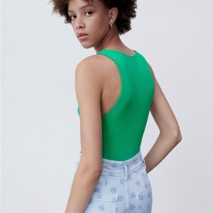 Green Zara halterneck bodysuit